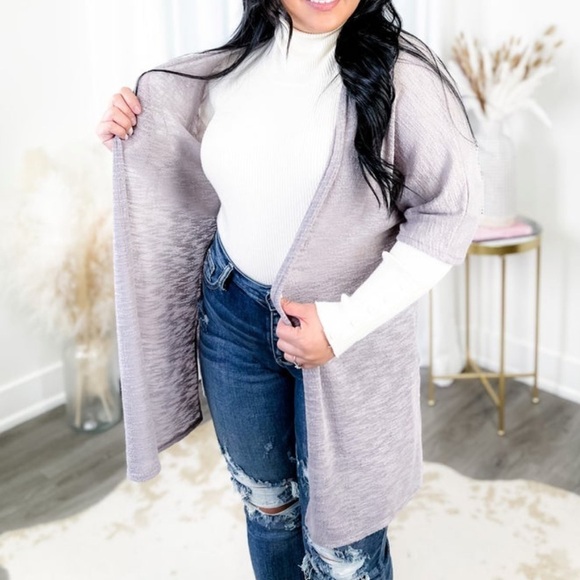 NWT Open Front Short Sleeve Cardigan, Color: Mocha, Size: L - Picture 1 of 7